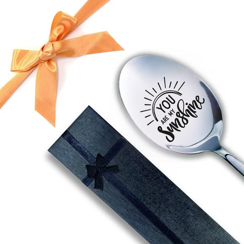 TyM You are my sunshine Engraved Stainless Steel spoon for coffee tea cereal ice cream - Engraved gift for him/her - 7 inch Sturdy handle and food...