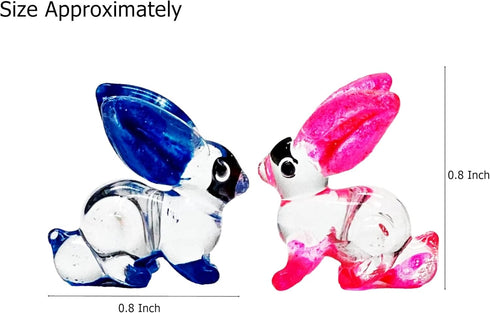 Garden Deco Glow in The Dark Tiny RABIT Hand Blown Art Glass Figurine Ornament Sculpture...