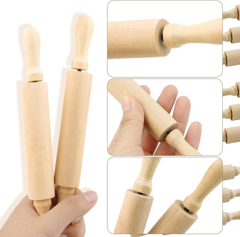 BILLIOTEAM 6 Pack 8 Inch Mini Wood Rolling Pin,Great for Children Kids Girls and Boys,Small Wooden Rollers for Art and Crafting,Baking,Cookie Doug...