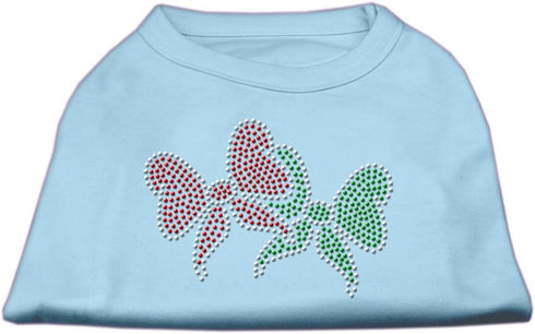 Mirage Pet Products 8-Inch Christmas Bows Rhinestone Print Shirt for Pets, X-Small, Baby Blue...
