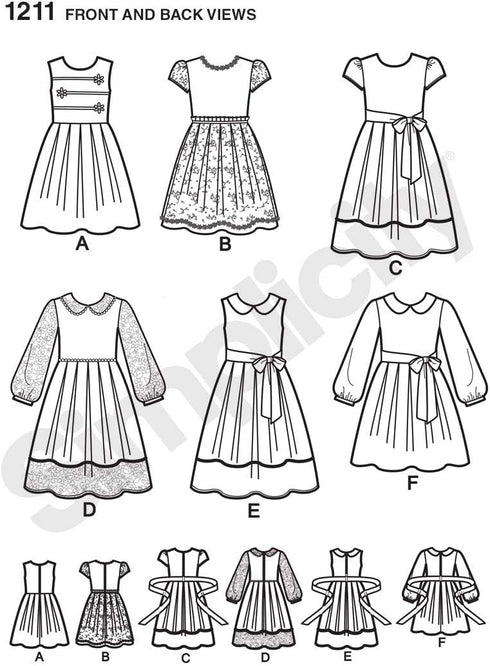 Simplicity 1211 Girl's Dress Sewing Patterns, Sizes HH (3-6)...