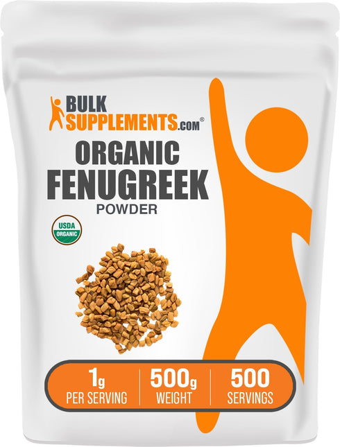 BulkSupplements.com Organic Fenugreek Powder - from Organic Fenugreek Seeds, Trigonella foenum-graecum - Gluten Free, 1g per Serving, 500g (1.1 lb...