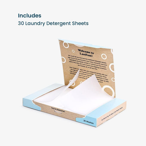 LastObject Eco-Friendly Unscented Laundry Detergent Sheets, 30 Count, Advanced Dissolving Technology, Compatible with All Washing Machines, Easy t...
