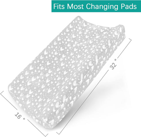 Waterproof Changing Pad Cover 2 Pack, 100% Cotton Change Table Cover Sheets, Ultra Soft, Unisex White Grey Star Print...