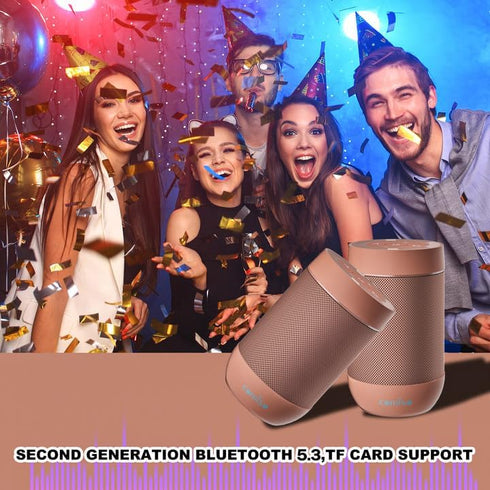 comiso Portable Bluetooth Speaker,Waterproof Speaker IP65,5.3 Bluetooth,360 HD Sound,TWS Stereo Pairing,Built in Mic, Support TF Card,Ideal Gift f...