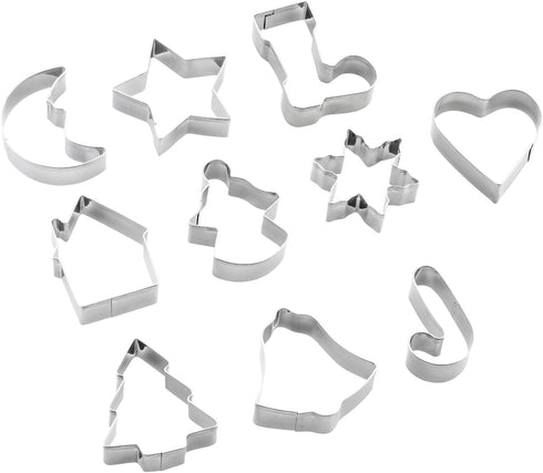 Christmas Cookie Cutters Set - Holiday Mini Cookie Cutter set of 10, Include: Gingerbread House, Snowflake, Christmas Tree, Gingerbread girl, Hear...
