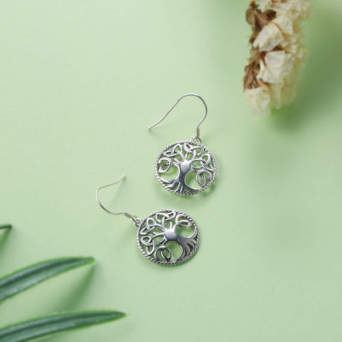 925 Silver Celtic Knot Tree of Life Drop Hook Earrings Mother Day Jewelry Gift for Mom...