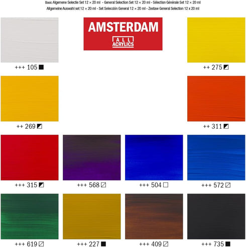 Amsterdam Acrylic Standard Series Paint Set 12x20milliliter...