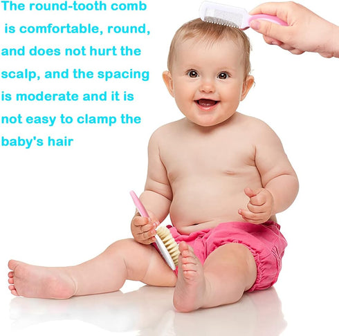 Baby Hair Brush &Silicone Baby Cradle Cap Brush Set, for Newborns & Toddlers-Natural Soft Goat Bristles-Ideal for Cradle Cap-Perfect Baby Registry...