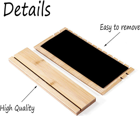 TANG SONG Small Horizontal Bamboo Leather Soft Mat Multiple Necklace Display Stand Necklace Bracelets Chains Organizer Holder for Home (Black)...