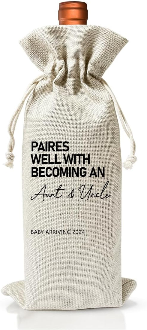 Promoted to New Auntie Uncle Gift Wine Bag 2024, Baby Announcement Gift for New Aunt 2024, Auntie Uncle to Be Gift, Becoming an Uncle Auntie, Baby...