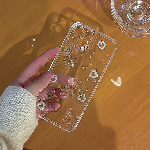 Fycyko Phone Case for iPhone 12 Pro Max,Cute 3D Bear Glitter Bling Clear Design for iPhone 12 Pro Max Case Women Girl Shockproof Camera Protect-6....