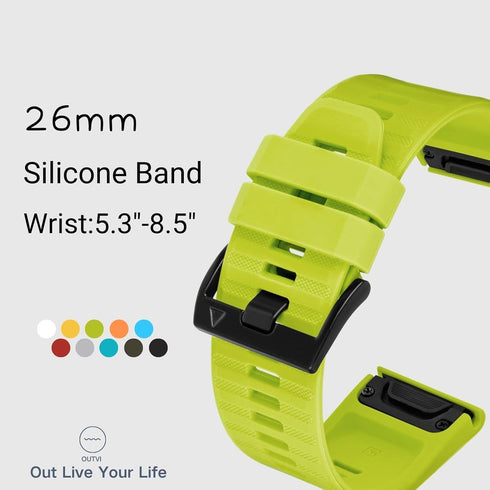 26mm watch band compatible with garmin fenix 5x 6x Pro 7x 3 hr rugged silicone quick fit 26 strap replacement for Epix Pro Gen 2 51mm Enduro 2 Des...