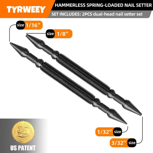 2-Piece Nail Setter Dual Head Nail Set, Dual Head Nail Setter, Spring Loaded Center Hole Punch, Hand Tool for Metal or Wood, Nail Setter Features ...