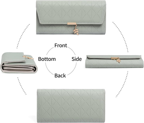 Women Leather Wallet RFID Blocking Credit Card Holder for Women Ladies Wallets Clutch Zipper Coin Pocket,Mint Green...