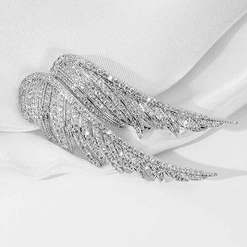 Crystal Angel Wings Brooch Pins,Elegant Rhinestone Feather Wings Lapel Pin Suit Coat Breastpin for Women Men Wedding Party Jewelry Gitfs...
