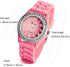 Lancardo Silicone Ceramic Style Pink Wrist Watch Silver Trim and Sparkly Rhinestones Surround Bezel Women's Wristwatch...