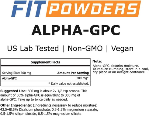 Alpha-GPC Powder 125 Grams, Non-GMO Alpha GPC Supplement Choline Powder, Vegan, Third Party Tested, Pre-Workout, Memory and Focus, with Scoop...