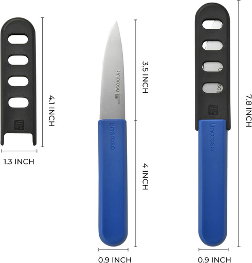 linoroso Paring Knife with Cover of 4, Paring Knife Set for Camping, 3.5" Paring Knife Set of Premium Stainless Steel, Ultra Sharp Small Kitchen K...