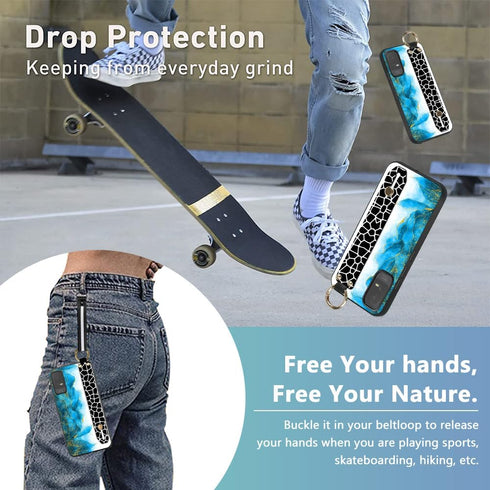 Case for TCL ION V, TCL ION X Phone Case,Fashion Marble Pattern Wrist Strap Stand Case with Tempered Glass Screen Protector Wristband Bracelet Pho...