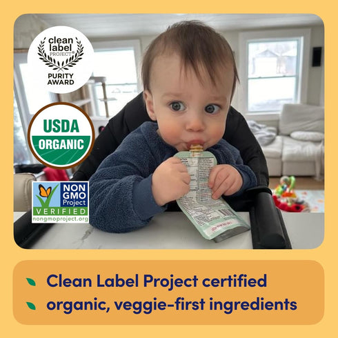 Cerebelly Baby Food Pouches – Organic Carrot Pumpkin (4 oz, Pack of 6) - Toddler Snacks - 16 Brain-supporting Nutrients, Healthy Snacks, Made with...
