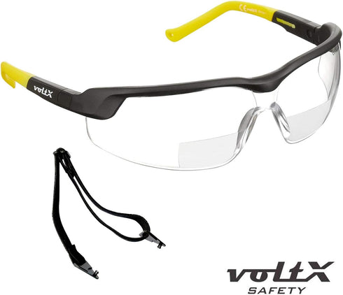 voltX GT ADJUSTABLE Bifocal Reading Safety Glasses (Clear Lens +1.5), ANSI Z87.1+ & CE EN166FT, Anti fog coated, UV400 Lens, Scratch resistant, Ti...