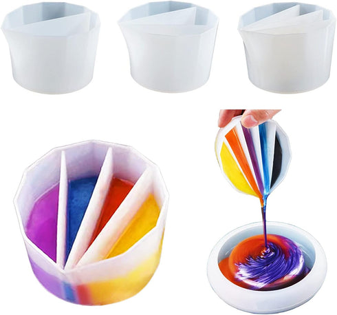 Silicone Paint Resin Pouring Split Cup, 4pcs (2-5 Channel) Pour Painting Supplies Kit for Fluid Art Acrylic Paint Resin Pouring, DIY Making tools ...