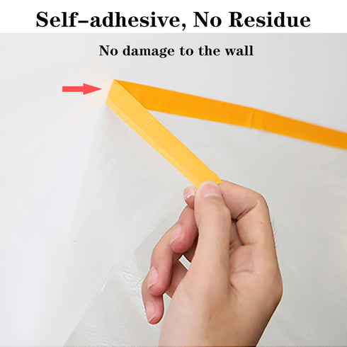 3 Pack Tape and Drape,Pre-Taped Masking Film, Assorted Masking Paper,Paint Adhesive Protective Paper Roll for Covering Skirting, Frames, Cars and ...