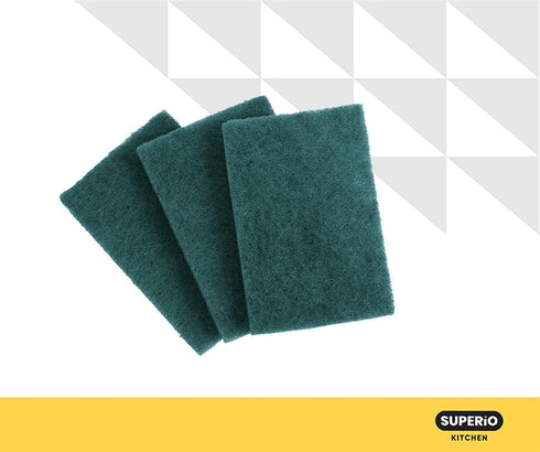 Scouring Pad Non-Scratching Scrubber Non-Scratch Cleaning Scrub Pads Heavy Duty Scouring Pad Reusable Kitchen Scrubbing Pad Pack of 15 Green, by S...