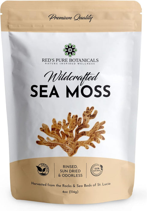Wildcrafted Sea Moss - Healthy Irish, Raw Sea Moss from Rocks & Sea Beds of St. Lucia - 4oz Dry Makes 60-80oz Seamoss Gel - Hand-Harvested, Vegan ...