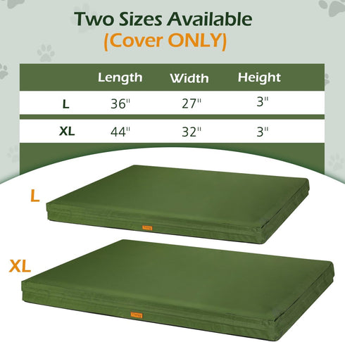 Waterproof Dog Bed Cover, Replacement Dogs Beds Covers with 3-Sided Continuous and Smooth Zipper, Washable Removable Pet Bed Mattress Protector Co...