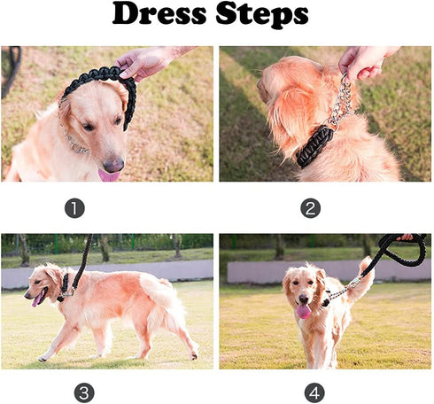 Dog Collar and Leash Set, Heavy Duty Nylon Braided Rope Strong 4 FT Dog Leash and Dog Training Collar for Small Medium Large Dogs...