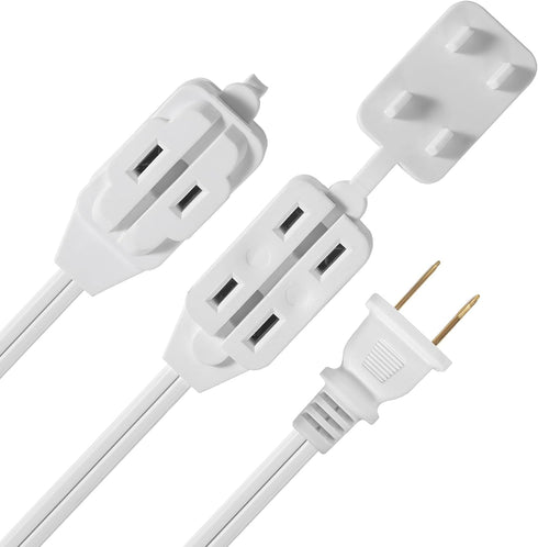 ETL Certified 2-Pack SPT2 16AWG 2 Prong Power Extension Cord, 13 Amp 1625 Watts, VSEER Polarized 3 Outlets with Safety Cap Protect for Home Office...