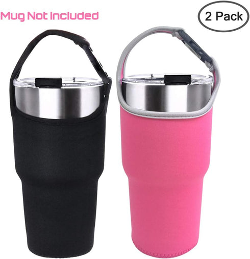 2 Pack Tumbler Carrier Holder Pouch for All 30oz Stainless Steel Travel Insulated Coffee Mug,DanziX Neoprene Sleeve with Carrying Handle,Fit for Y...