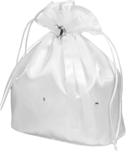 Beaupretty White Bridal Bridesmaid Satin Flower Decorated Dolly Bag Handbag Wedding Bag Pouch Lovely Gift...