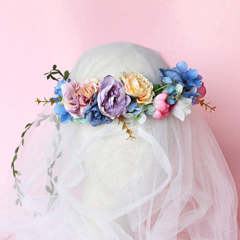 Vivivalue Vine Flower Crown Flower Garland Headband Hair Wreath Floral Headpiece Halo Boho with Ribbon Wedding Party Festival Photos...