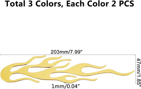 SUPERFINDINGS 6PCS 3 Colors 8x1.9Inch Flame Decals Plastic Flame Car Stickers Decals for Motorcycle Car Window Wall...