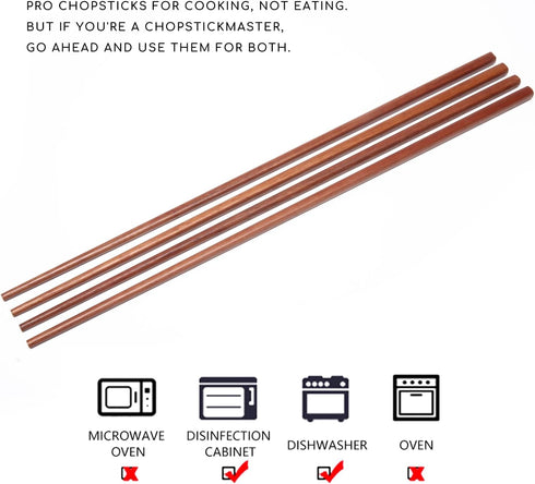 6-Pairs 16.5-Inch Wooden Cooking Chopsticks Set - Long Reusable Chopsticks for Wok Cooking, Noodle Frying, and Asian Deep-Frying - Ideal for Kitch...