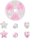 Cheriswelry 110pcs Crystal AB Acrylic Star Heart Beads Pink Clear Plastic Round Ball Loose Beads Spacers Set for DIY Rainbow Bracelet Keychain Jew...
