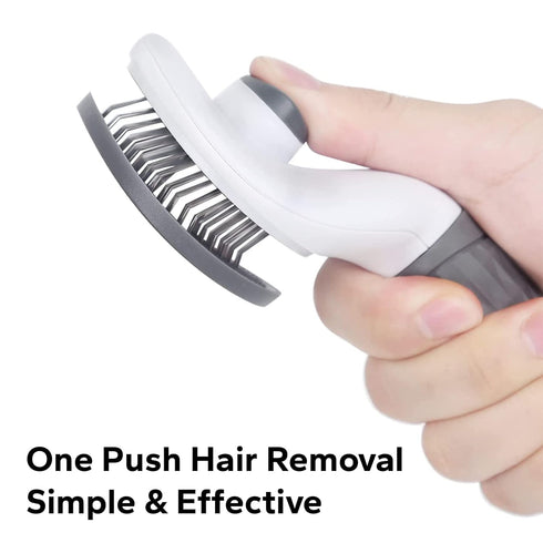 Self-Cleaning Slicker Brush for Dogs and Cats, Hair Cleaner Brush, Shedding and Dematting Grooming Comb, Pet Grooming Brush-Pink...