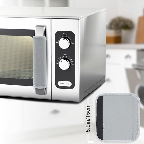 ZAWAGIIK 6Pcs Refrigerator Door Handle Cover Washable Kitchen Appliance Decor Handles Fridge Oven Microwave Dishwasher Antiskid Protector, Keep Off Fingerprints Food Stains (Gray)