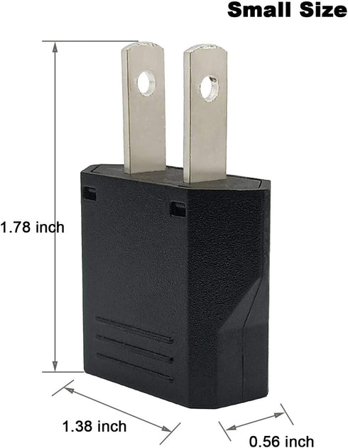 US Plug Adapter, Small European to US Plug Adapter, Black European to American Outlet Plug Adapter, EU to US Adapter, Fireproof Safe Europe/Asia t...