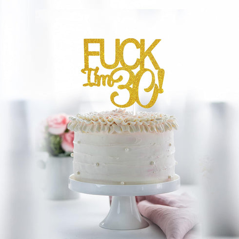 Funny Happy 30 Birthday Cake Topper - Gold Glitter Men 30th Birthday Cake Topper - 30th Cake Topper for Women Birthday Party Decoration...