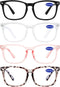 4 Packs Reading Glasses 1.0 for Women Blue Light Blocking Square Computer Readers 1.00 1.25 1.5 1.75 2.0 2.25 2.5 2.75 3.0 3.5 4.0 5.0 6.0...