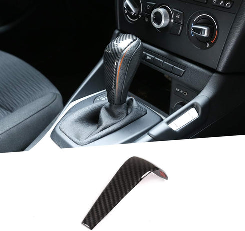 ABS Carbon Fiber Compatible with BMW E90 Carbon Fiber Pattern Gear Shift Knob Cover Trim, Carbon Fiber Style ABS Gear Shift Head Cover Compatible ...
