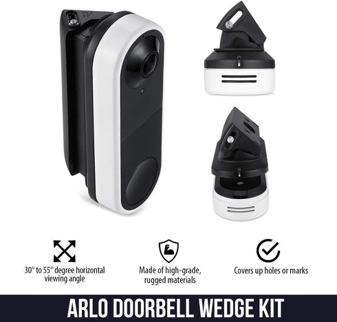Wasserstein 30° to 55° Horizontal Wedge Wall Mount Compatible with Arlo Essential Wired Video Doorbell (Black) (NOT Compatible with Essential Arlo...