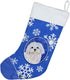 Caroline's Treasures SS4620-CS Maltese Winter Snowflakes Holiday Christmas Stocking Fireplace Hanging Stockings Christmas Season Party Decor Famil...