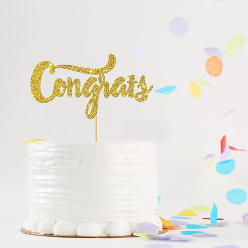 Gold Glitter Congrats Cake Topper/Congrats Grad/Class of 2025 / College Grad/Congratulations/MBA Graduation Party Decorations...