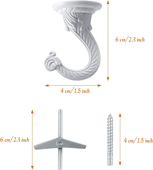 Hotop 6 Pieces Swag Ceiling Hooks Heavy Duty Swag Hanging Plants Toggle Hooks Chandeliers Wind Chimes Ornament Basket Hanger for Ceiling Installat...