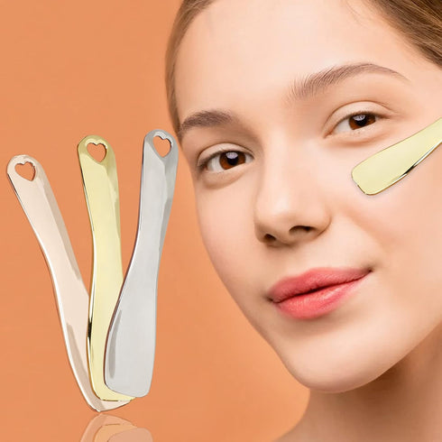 3 PCS Metal Cosmetic Spoon, Zinc Alloy Mini Skincare Spatula, Mask Spatula Facial Cream Facial Cosmetic Spoon Beauty Scoop (Silver Gold Rose Gold)...